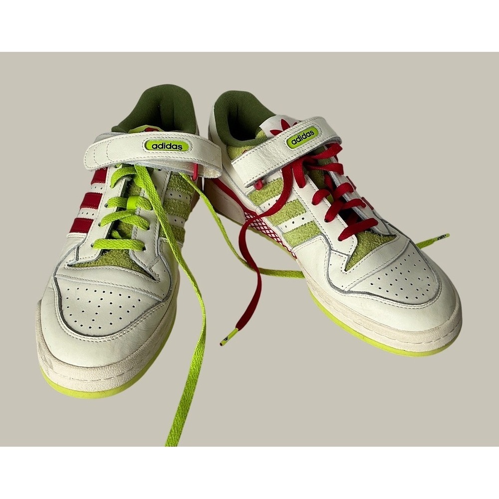 Adidas Forum Low The Grinch Sneakers Cream Green Red Shoes Mens 9.5 Low Top